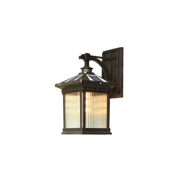 Solar Outdoor Square Cage LED Waterproof Patio Wall Sconce Lamp