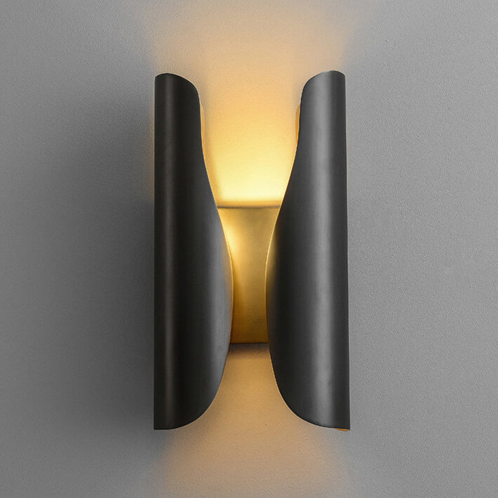 Modern Light Luxury Creative Rolled Edge Brass 2-Light Wall Sconce Lamp