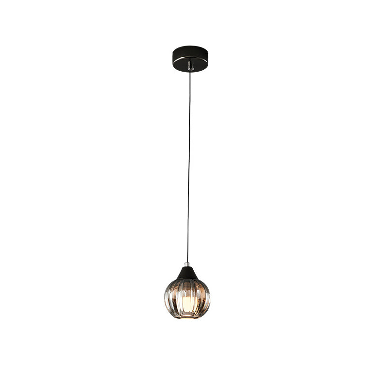 Italian Minimalist Glass Round Metal 1/2 Light Chandelier