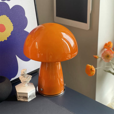 Contemporary Simplicity Iron Glass Mushroom Shape 1-Light Table Lamp For Study