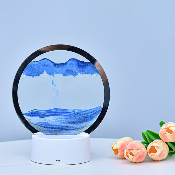 Lampe de table Creative Round Hourglass Quicksand 3D LED Night Light 