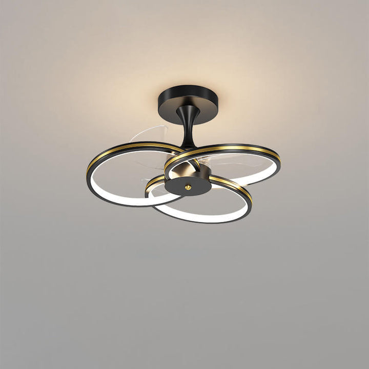 Luxury Acrylic Three Rings Combination Design LED Flush Mount Fan Light