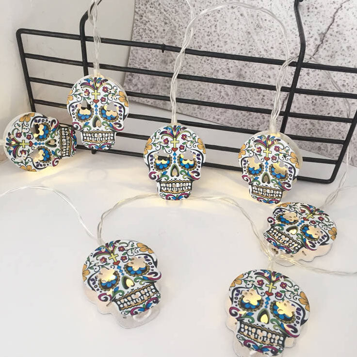 Halloween LED Squelette Citrouille Batterie LED Guirlande Lumineuse Décorative 