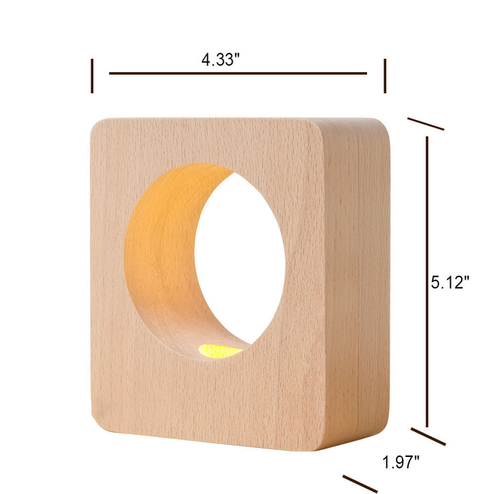 Lámpara de mesa de luz nocturna LED recargable USB de madera maciza con forma de árbol cuadrado moderno 