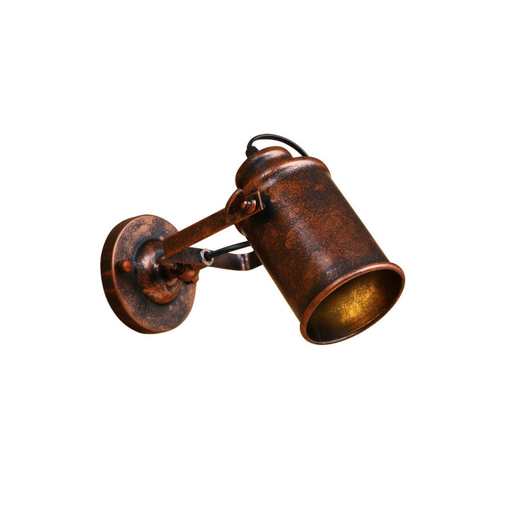 Aplique de pared de 1 luz con cilindro de hierro oxidado vintage tradicional para sala de estar 
