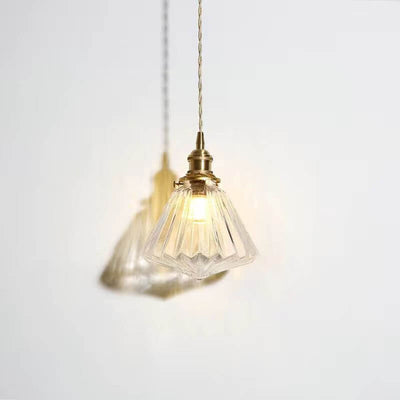 Vintage Japanese Rhombus Glass Jar 1-Light Pendant Light