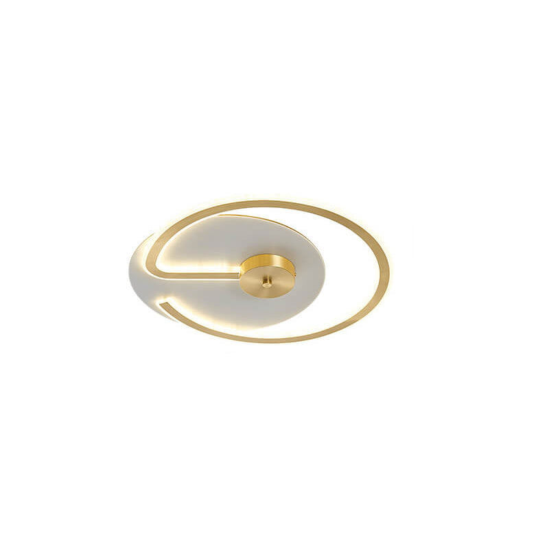 Full Copper Acrylic Notched Ring Design LED Flush Mount Light