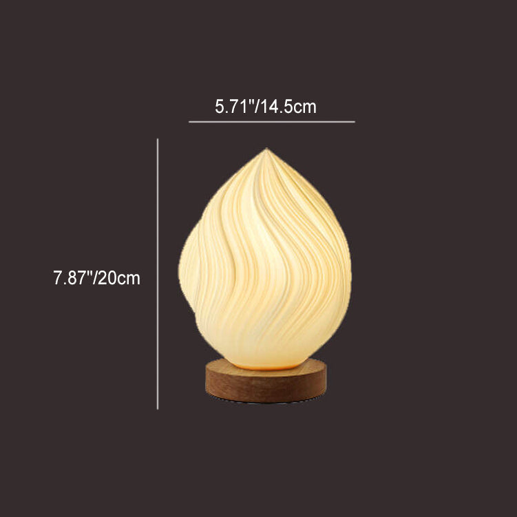 Contemporary Scandinavian Round Wave Pod Wood PLA 1-Light Table Lamp For Bedroom