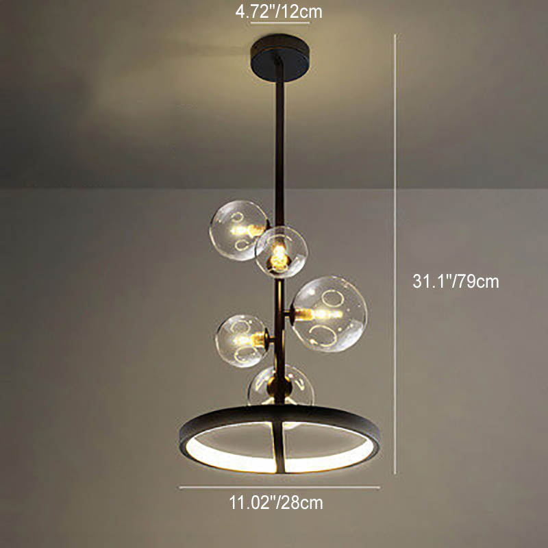 Nordic Modern Creative Round Bubble Ball Hardware Glass 5-Light Chandelier