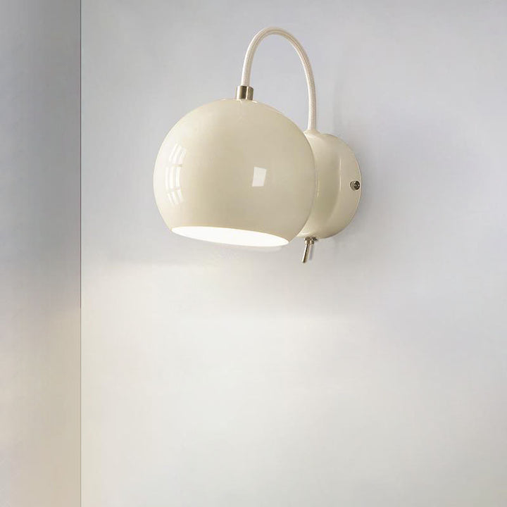 Modern Minimalist Cream Round Iron Aluminum 1-Light Wall Sconce Lamp For Bedroom