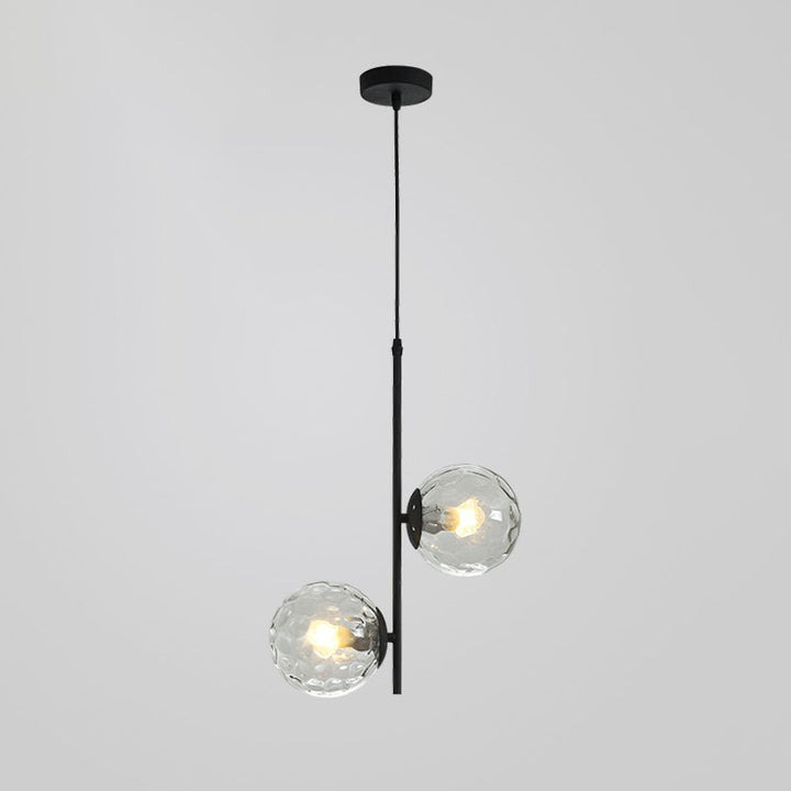Moderner minimalistischer 2-flammiger Kronleuchter mit rundem Glaskugel- und Astdesign aus Eisen für das Wohnzimmer 