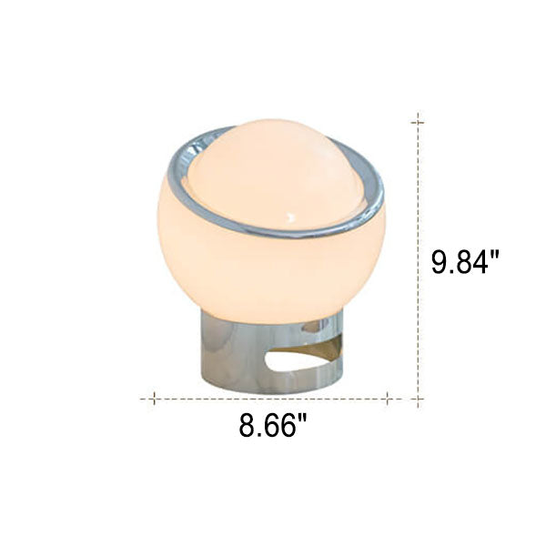 Modern Pure White Round Ball Glass Stainless Steel 1-Light Table Lamp