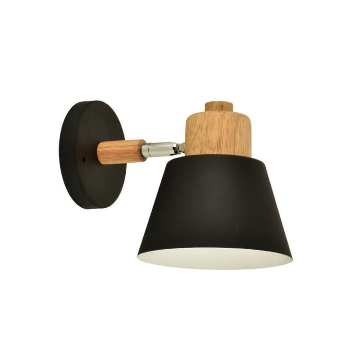Nordischer Macaron-Kuppel-Kegel-Schirm Holzoberteil 1-Licht-Wandleuchte 
