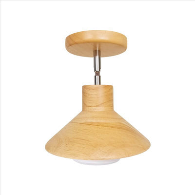 Nordic  Wooden Log Cone 1-Light Semi-Flush Mount Ceiling Light