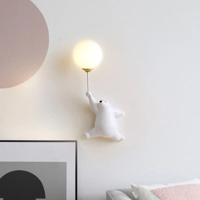 Lámpara Aplique de Pared de 1 Luz con Vidrio de Oso Creativo Moderno 