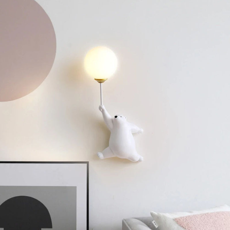 Lámpara Aplique de Pared de 1 Luz con Vidrio de Oso Creativo Moderno 