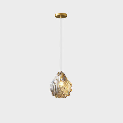 Modern Luxury Glass Shell Brass 1-Light Pendant Light