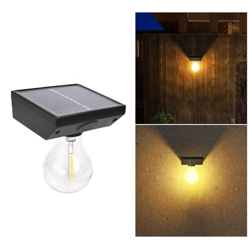 Modern Minimalist Solar Outdoor Human Sensor Super Bright Tungsten Bulb LED Waterproof Patio Wall Sconce Lamp