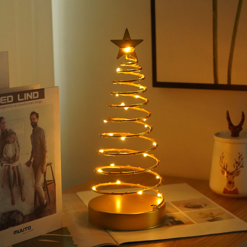Lampe de table moderne créative en spirale étoilée de Noël décorative pour la nuit 