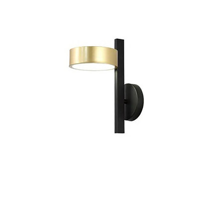 Nordic Light Luxury Black Gold Iron Round Head LED Wall Sconce Lamp