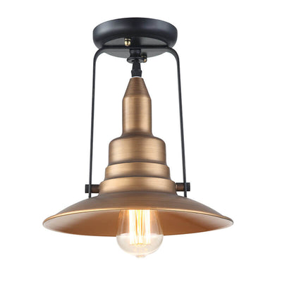 Scandinavian Industrial Country Bell Iron 1-Light Semi-Flush Mount Ceiling Light