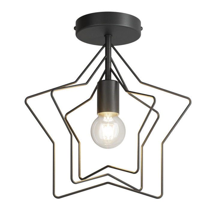 Modern Simplicity Iron Copper Pentagram Circle 1-Light Semi-Flush Mount Ceiling Light