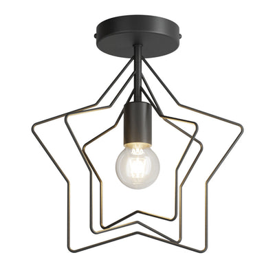 Nordic Simplicity Iron Pentagram Circle 1-Light Semi-Flush Mount Ceiling Light