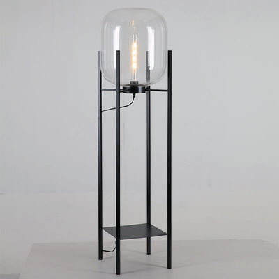 Abat-jour rond en verre de simplicité moderne, support en fer, lampadaire sur pied à 1 lumière pour le salon 