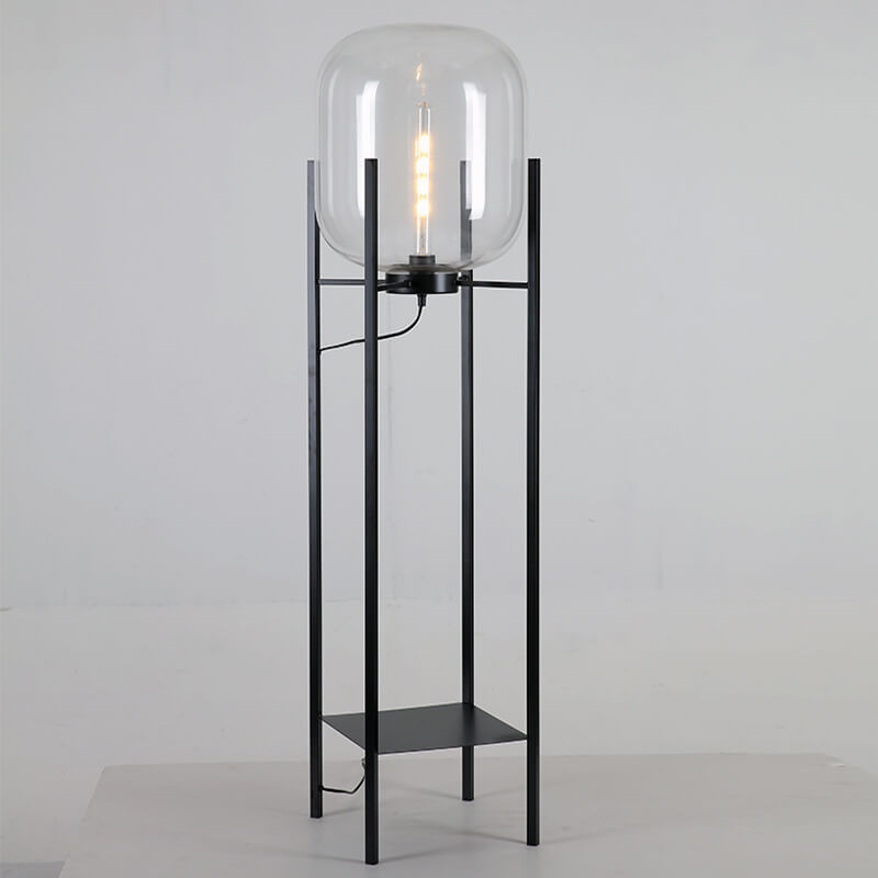 Abat-jour rond en verre de simplicité moderne, support en fer, lampadaire sur pied à 1 lumière pour le salon 