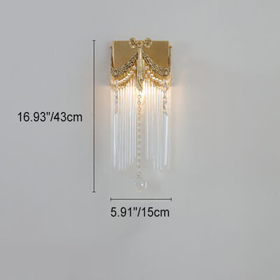 Französische Moderne Luxus Bogen Messing Kristall 1-Licht Wandleuchte 