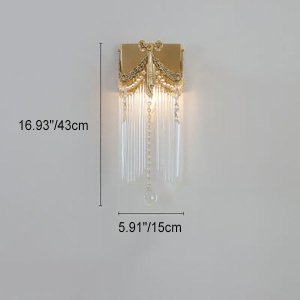 Französische Moderne Luxus Bogen Messing Kristall 1-Licht Wandleuchte 