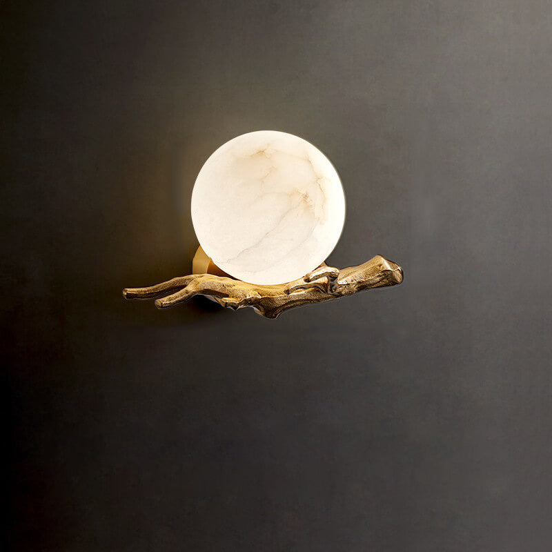 Creative Luxury Brass Lucite Tree Branch 1-Light Wall Sconce Lamp