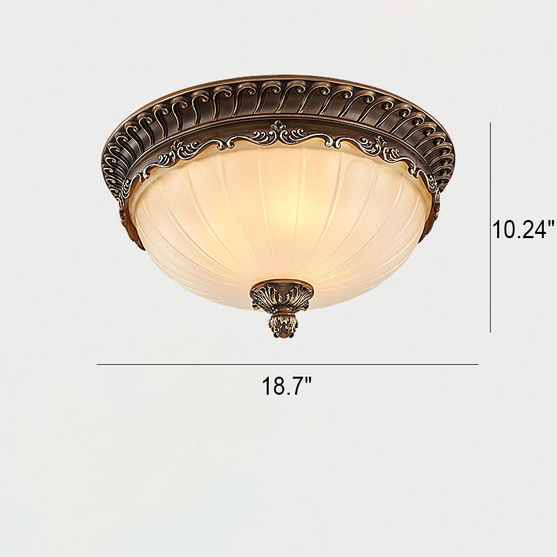 European Retro Light Luxury Resin Metal 3-Light Flush Mount Lighting