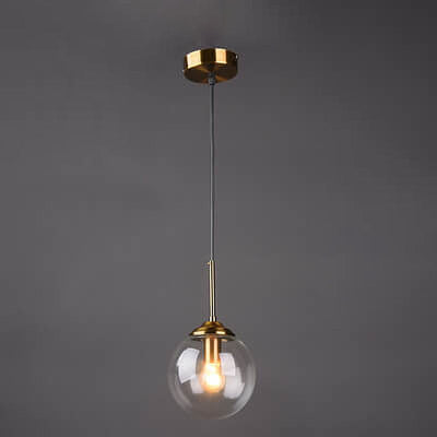 Contemporary Nordic Copper Spherical Glass Shade 1/3/5-Light Island Light Chandelier For Dining Room