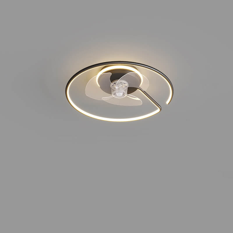 Minimalist Light Luxury Round Ring LED Invisible Flush Mount Ceiling Fan Light