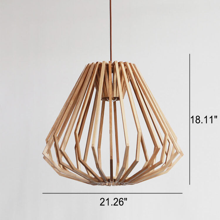 Vintage Creative Geometric Ash Wood 1-Light Pendant Light
