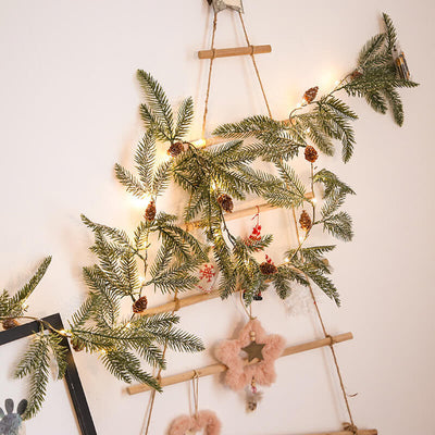 Guirlande lumineuse décorative à LED en forme d'aiguille de pin et de pomme de pin de Noël 