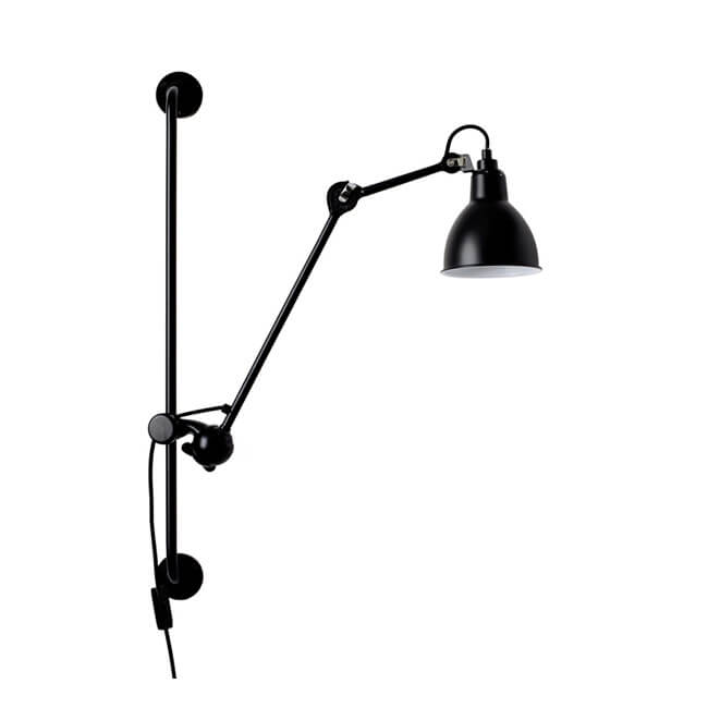 Lampe murale industrielle vintage à bras oscillant à long poteau en fer à 1 lumière 