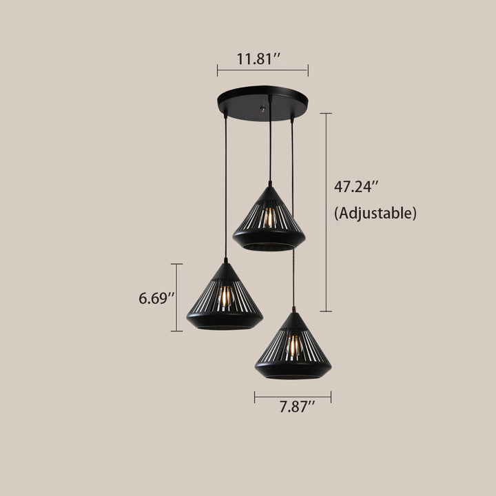 Moderne minimalistische hohl geschnitzte Eisen 3-Licht Kronleuchter 