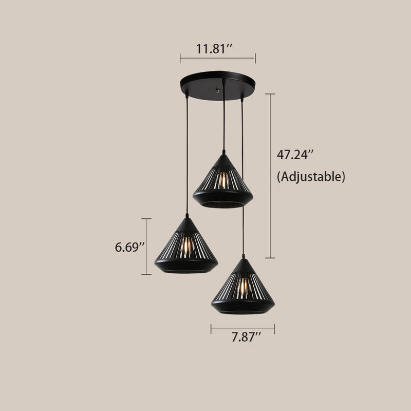 Modern Minimalist Hollow Carved Iron 3-Light Chandeliers