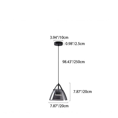 Contemporary Scandinavian Glass Conical Shade LED Island Light Chandelier For Dining Room