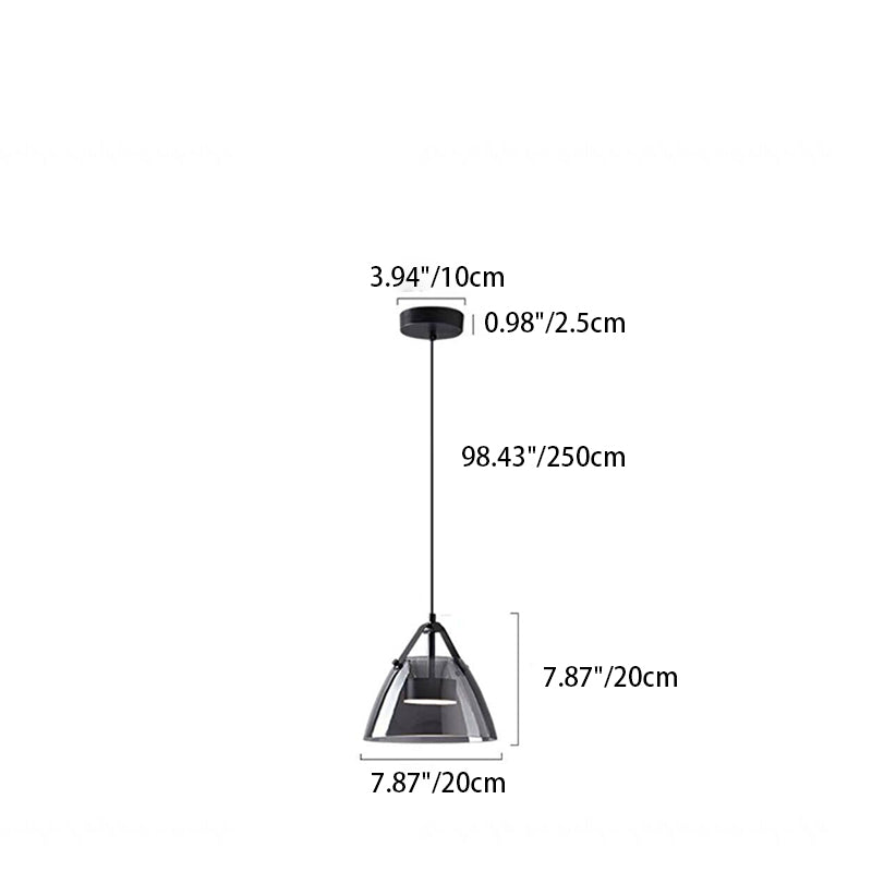 Contemporary Scandinavian Glass Conical Shade LED Island Light Chandelier For Dining Room