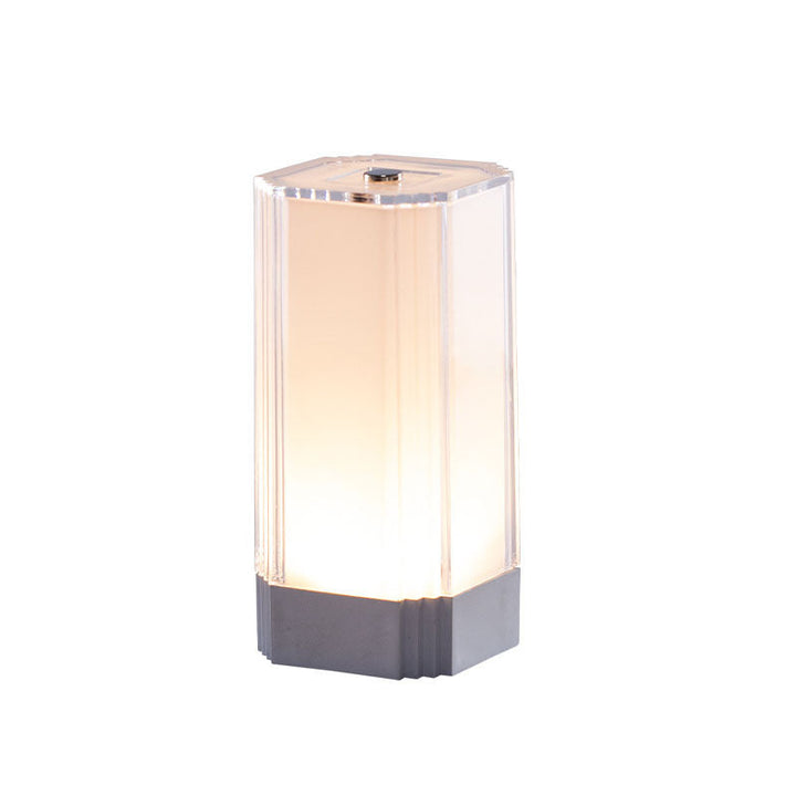 Lampe de table moderne rectangulaire en acrylique de couleur unie rechargeable DC 