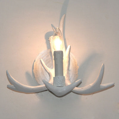 Traditional European Antler Resin 1-Light Wall Sconce Lamp For Living Room