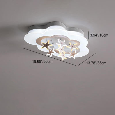 Contemporary Nordic Star Decor Cloud Acrylic Shade LED Kids Flush Mount Ceiling Light For Bedroom