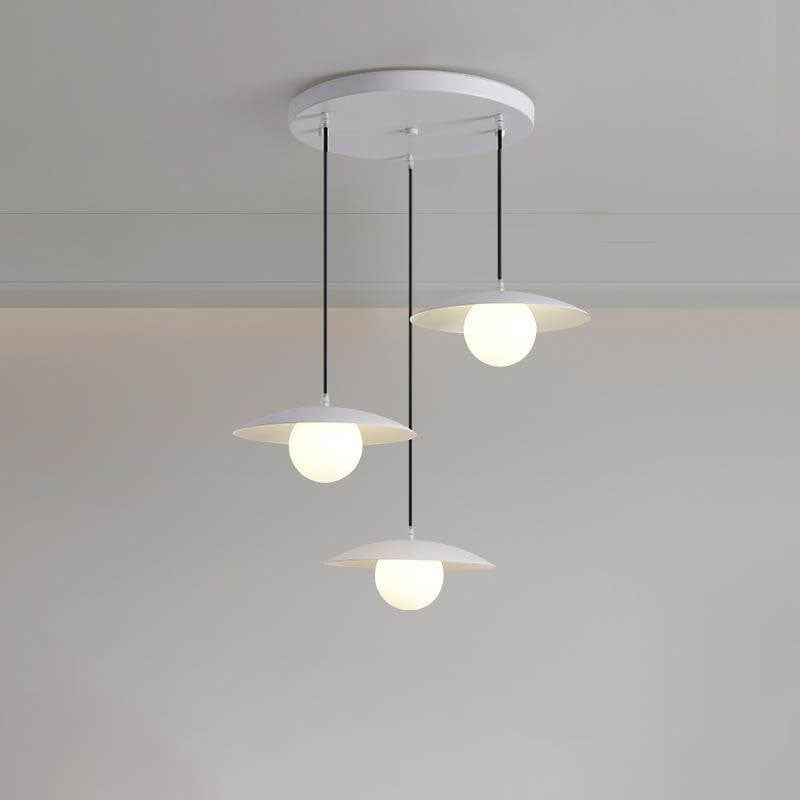 Candelabro de isla de 3 luces de hierro y vidrio blanco puro minimalista moderno 