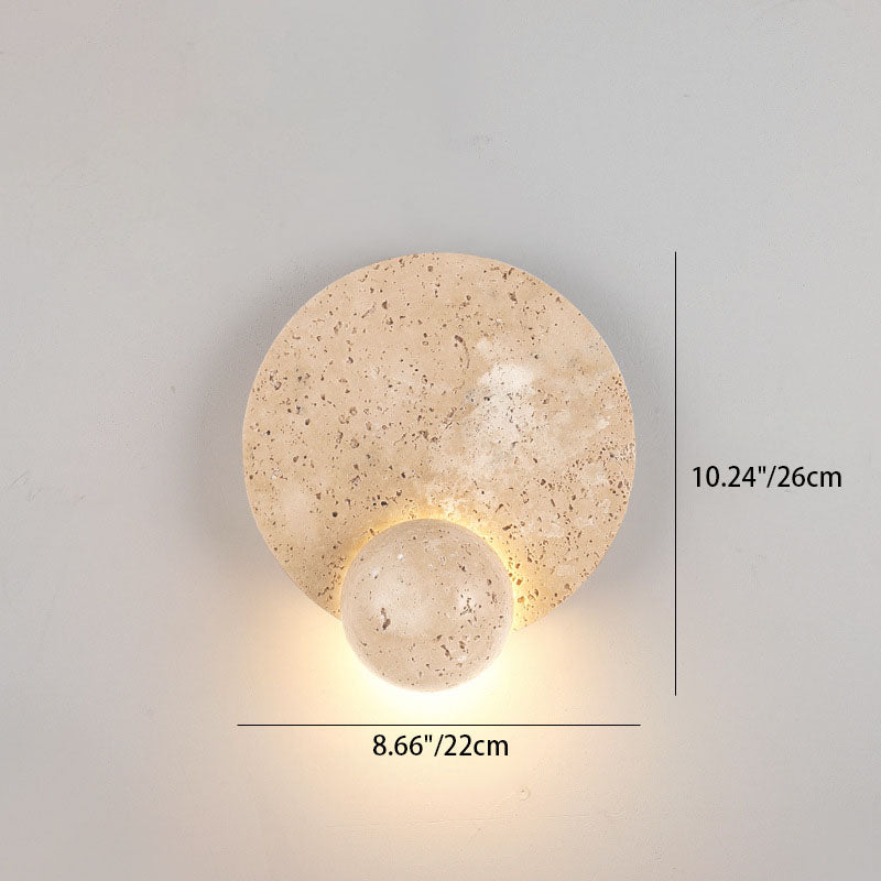 Applique murale LED en travertin rond jaune traditionnel japonais pour chambre 