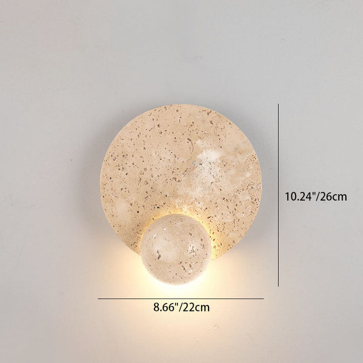 Applique murale LED en travertin rond jaune traditionnel japonais pour chambre 