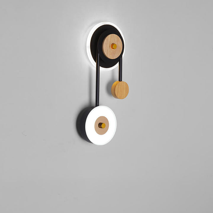Aplique de pared LED con anillo acrílico de madera redonda creativa nórdica 