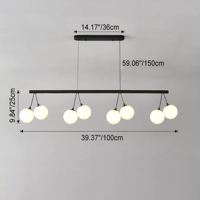 Nordic Modern Cherry Shape Iron Straight Row 8/10/14-Light Island Light Chandelier